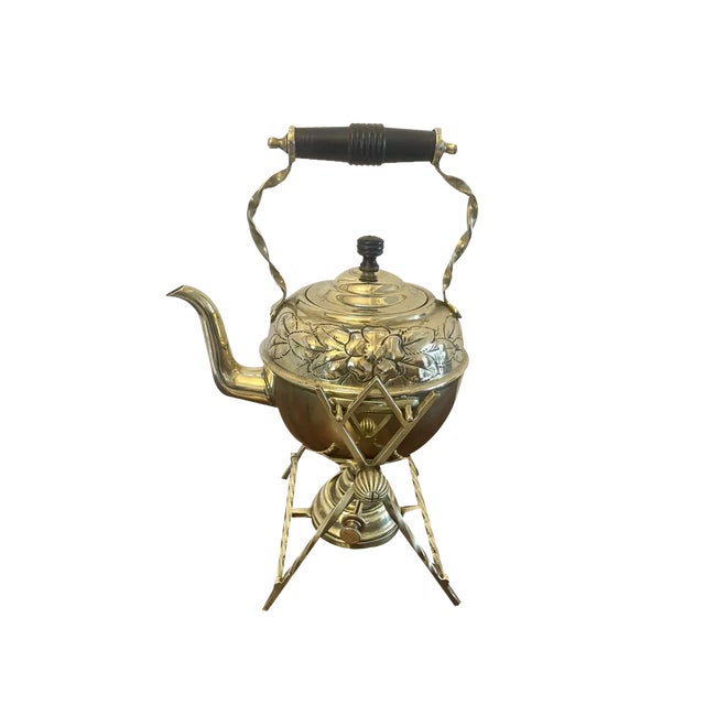Antique Victorian Brass Spirit Kettle on Stand, 1880 For Sale