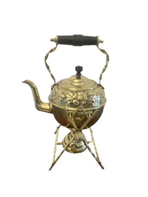 Antique Victorian Brass Spirit Kettle on Stand, 1880