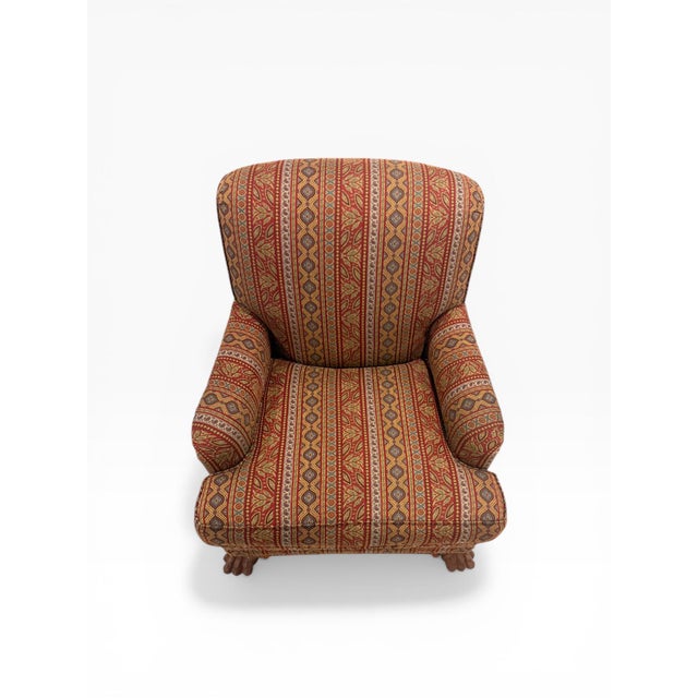 Late 20th Century Late 20th Century Kindel Upholstered Lounge Chair With Carved Paw Feet – Traditional Accent Chair For Sale - Image 5 of 16