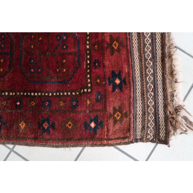 Ivory 1950s, Handmade Vintage Afghan Baluch Rug 2' X 3.5' For Sale - Image 8 of 13
