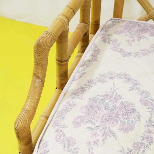 Woven Bamboo Sofa Bed with Double Pull-Out Mattress For Sale - Image 3 of 14