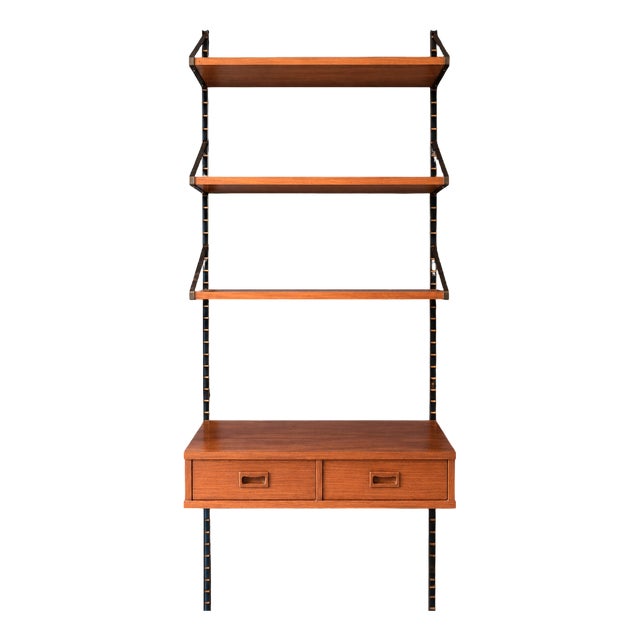 Vintage Modular Wall-Mounted Bookcase in Mahogany and Metal, 1960s For Sale