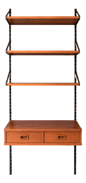 Vintage Modular Wall-Mounted Bookcase in Mahogany and Metal, 1960s