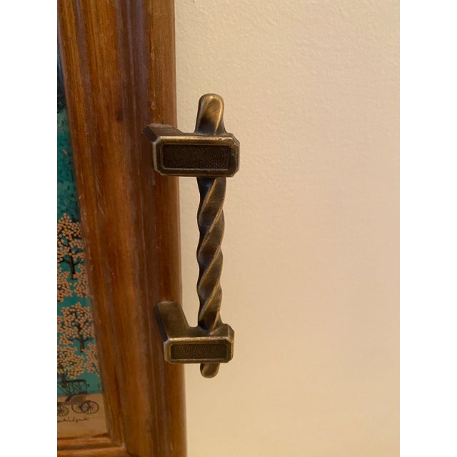 Traditional Vintage New England Panoramic Wedding Scene Art Tray Trivet Wall Hanging For Sale - Image 3 of 5