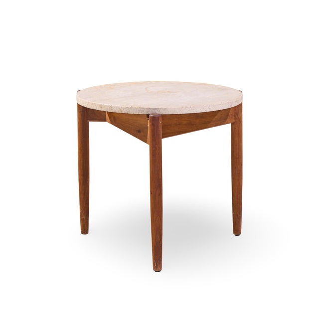 Mid 20th Century Jens Risom Mid Century Travertine Top Side End Table For Sale - Image 5 of 7