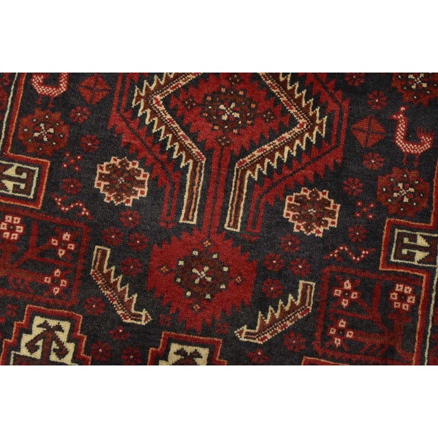 Baloch Rug 3’3” X 6’5” Blue Wool Vintage Tribal Hand-Knotted Oriental Carpet For Sale - Image 4 of 12