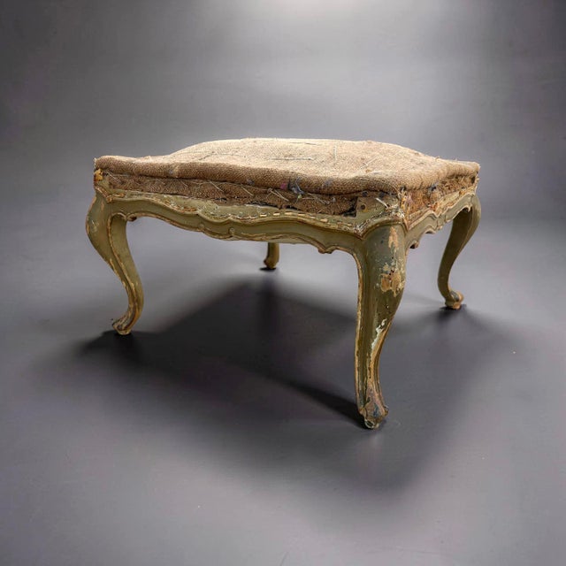 Forest Green 20th Century Venetian Baroque Stool in Lacquered Wood, 1890s For Sale - Image 8 of 8