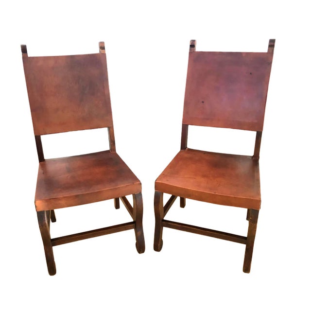 Vintage Leather Side Chairs - a Pair For Sale - Image 4 of 4