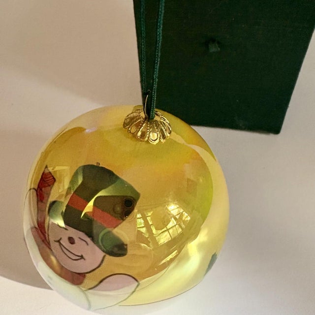 1980s Vintage Hand-Painted Li Bien Style Snowman Glass Christmas Ornament With Original Box For Sale - Image 5 of 6