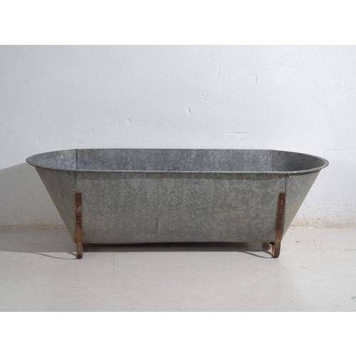 Antique Galvanized Zinc Bathtub For Sale - Image 4 of 8