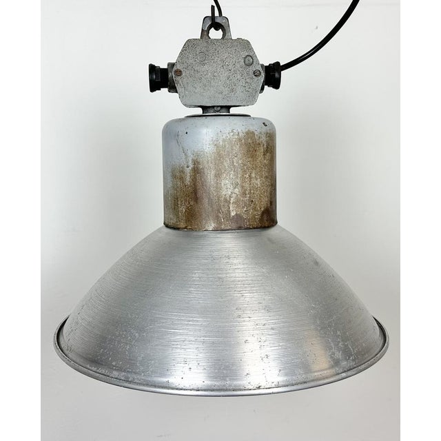 Gray Industrial Aluminium Pendant Lamp from Polam Wilkasy, 1960s For Sale - Image 8 of 18