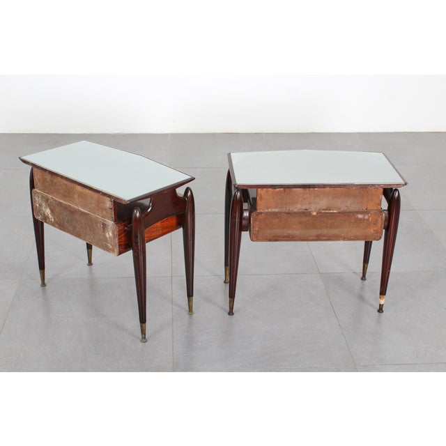 1950s Mid-Century Modern Dassi Wood and Glass Nightstands, 1950s, Set of 2 For Sale - Image 5 of 18