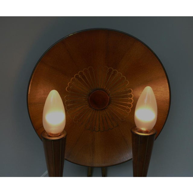 Sunburst Wall Light in Wood & Brass from Temde, 1950s For Sale - Image 12 of 18