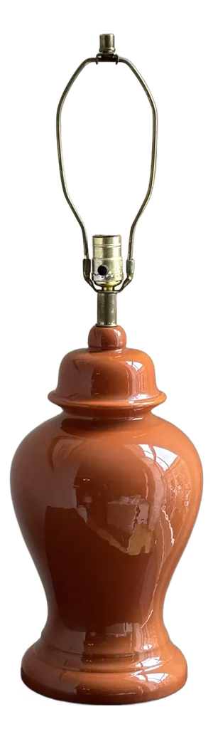 Mid-20th Century Burnt Orange Ceramic Ginger Jar Table Lamp