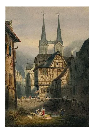 Boppart on the Rhine, Germany Miniature, 1830s, Watercolour