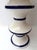 2020s Contemporary Pair of Blue and White Ceramic Stripe Side Tables. Italy For Sale - Image 5 of 12