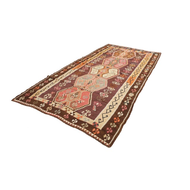 Traditional Vintage Turkish Kilim Rug For Sale - Image 3 of 7