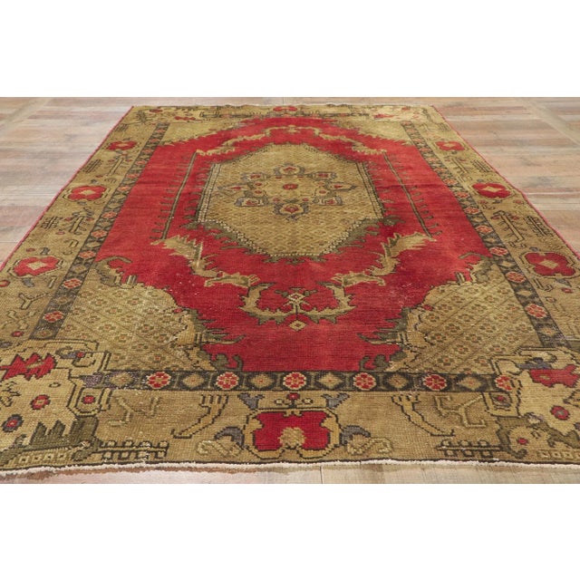 Vintage Turkish Oushak Rug - 05'02 X 08'08 For Sale - Image 4 of 11