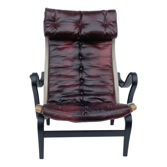 Vintage Bolt 69 Chair in Oxblood Leather by Bruno Mathsson for Dux, 1960s For Sale