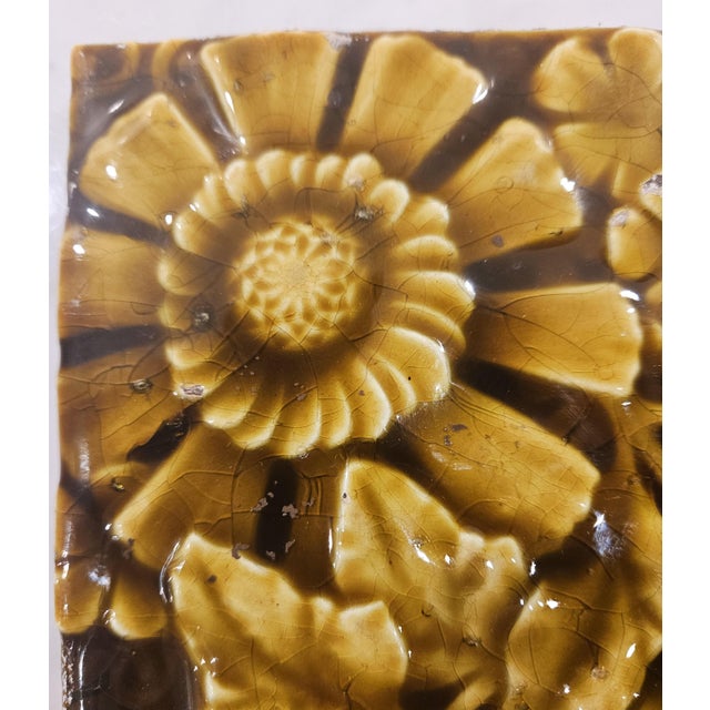 Stunning Floral and Leaf Tile by the Trent Tile Co For Sale - Image 4 of 9