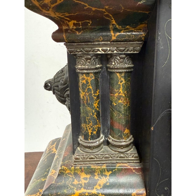 Metal Welch Faux Green Marble Mantle Clock For Sale - Image 7 of 12