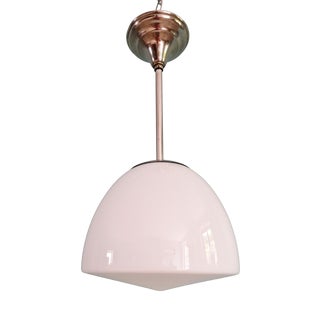 Bauhaus Pendant Light in White Opaline Glass and Chromed Metal from Philips, 1930 For Sale