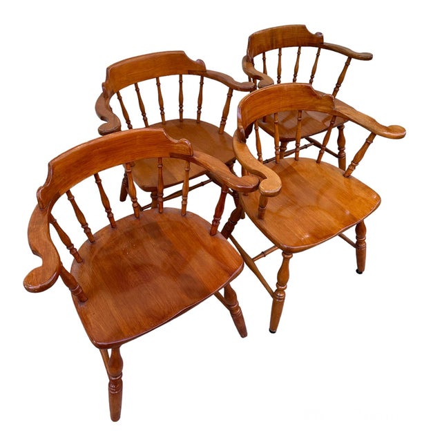 1959 Temple Stuart Spindle Back Captain's Chairs Vintage Mid Century