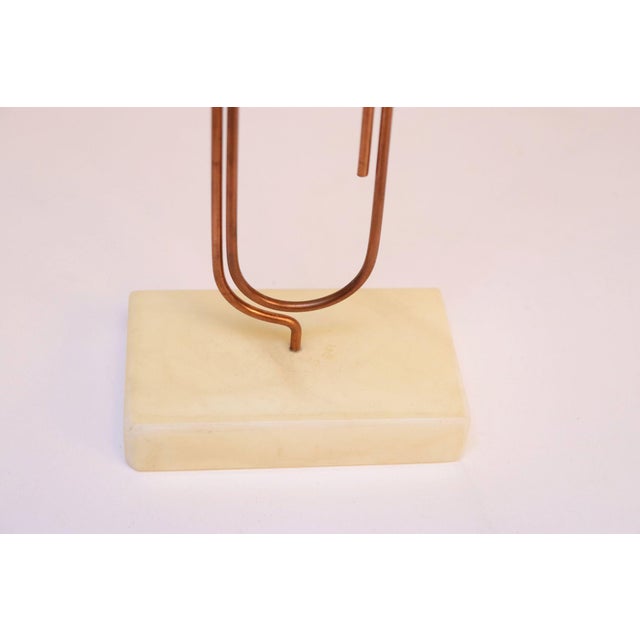 Vintage Oversized Copper Paperclip Sculpture/ Letter Holder Mounted to Marble by Sculptura For Sale - Image 9 of 9