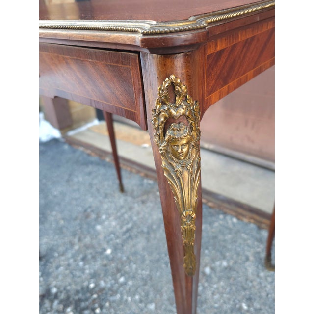 Alexandre Hugnet Kingwood and Tulipwood Parquetry Gilt Bronze Tea Table, Circa 1880s For Sale - Image 10 of 14