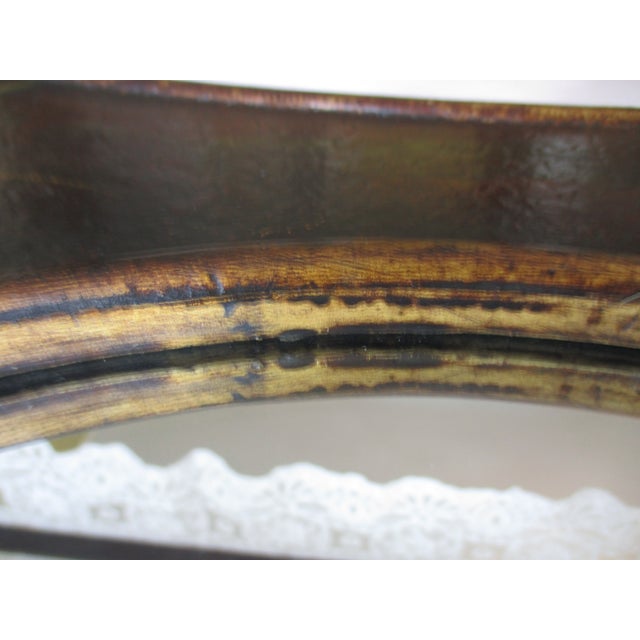 Vintage French Country Ornate Hand Painted Wood With Flower Design Mirror For Sale - Image 9 of 15