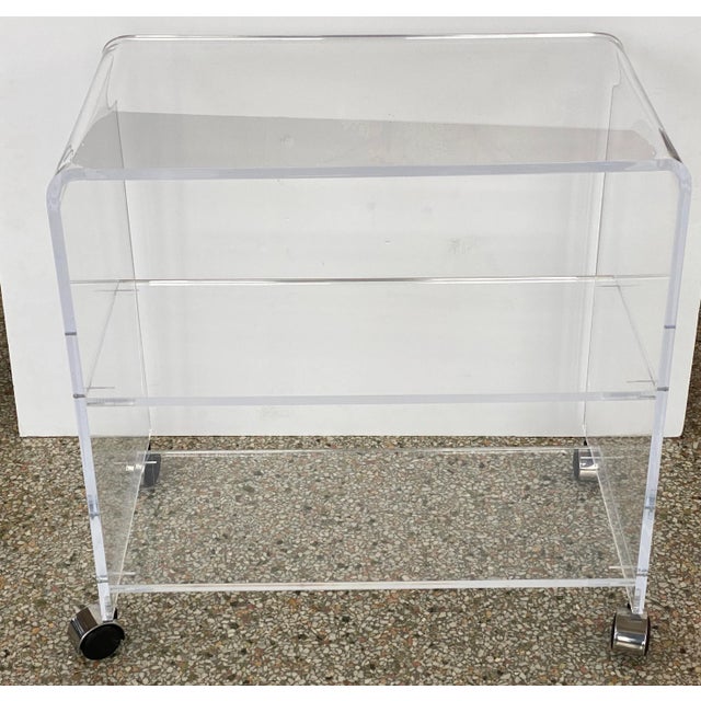 Modern Hollis Jones Style Bar Cart in Lucite Waterfall Style For Sale - Image 3 of 11