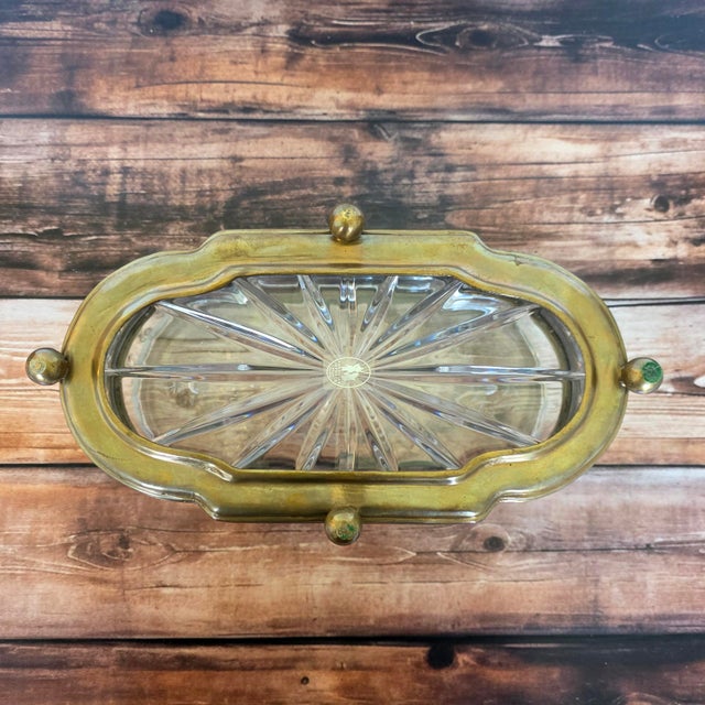 Late 20th Century Oversized Polish Lead Crystal and Brass Ormolu Jewelry Casket For Sale - Image 13 of 14