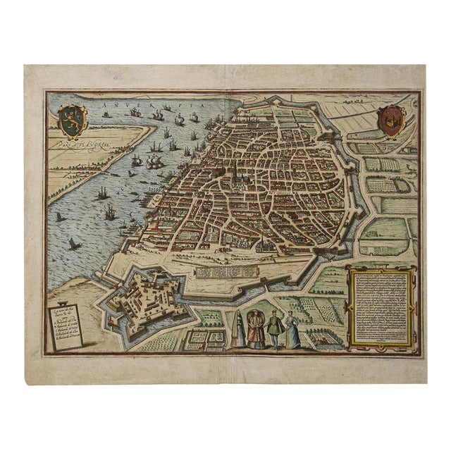 Franz Hogenberg - Map of Antwerp - Etching - Late 16th-Century For Sale
