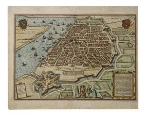 Franz Hogenberg - Map of Antwerp - Etching - Late 16th-Century