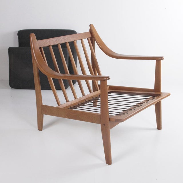 Brown Vintage Italian Beech Armchair, 1960s For Sale - Image 8 of 13