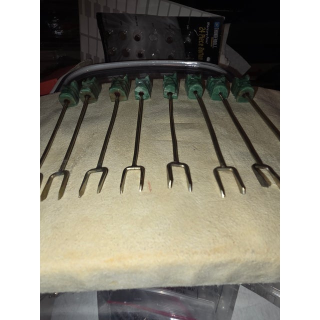 1960s Green Onyx Mexican Cocktail Olive Picks - Set of 8 For Sale In San Antonio - Image 6 of 6