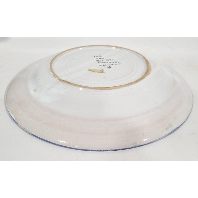 Vintage Ceramic Portugal Majolica Hand Painted Antelope Porcelain Cabinet Plate For Sale - Image 4 of 6