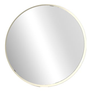 White Round Wooden Wall Mirror, 1970s For Sale