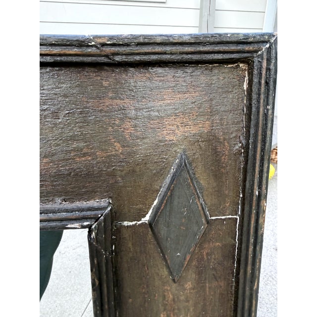 18th Century Spanish Baroque "Herrera"-Style Giltwood Mirror, 39.5" Square — Original Gesso & Gold Leaf Under Old Dark Paint For Sale - Image 4 of 8