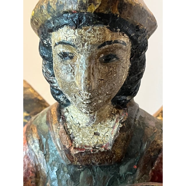 18th Century 18th Century Spanish Polychrome Wood Carving of St. Michael For Sale - Image 5 of 12