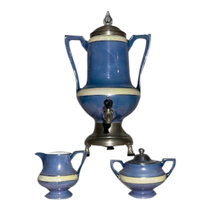 Vintage Royal Rochester Fraunfelter Coffee Percolator With Cream and Sugar- 3 Pieces
