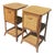 2 Vintage Rattan Bamboo Nightstands End Tables, Drop Down Shelf For Sale