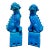 Pair of Vintage Mid-Century Modern Cobalt Blue Chinese Porcelain Mounted Foo Dogs For Sale