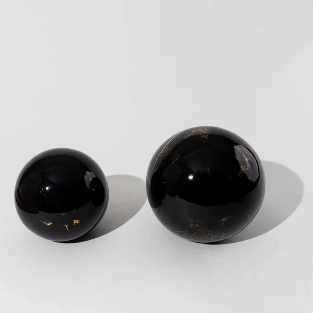 Vintage Black and Gold Ceramic Globes - a Pair For Sale - Image 11 of 12