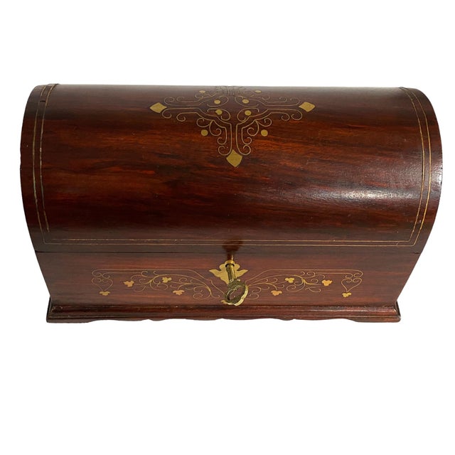 Indian Indian Traditional Jewelry Bangle Wooden Domed Box 10.25" W For Sale - Image 3 of 8