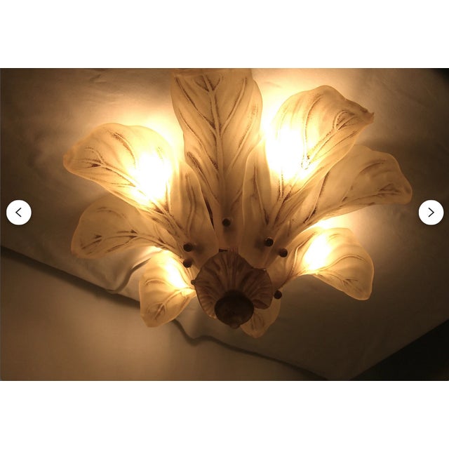1980s Art Deco French Glass Ceiling Light attributed to Degue-Verreries, 1980s For Sale - Image 5 of 8