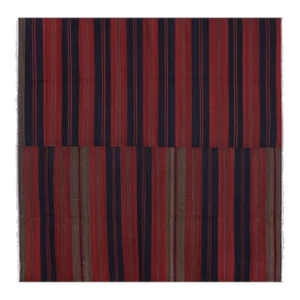 1960s Vintage Red Striped Kilim Rug 8'10"x 8'10"