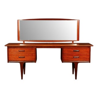 Mid-Century Teak Dressing Table with Mirror For Sale