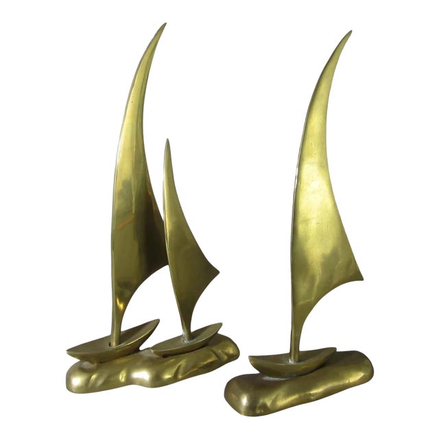 Mid Century Brass Sailboats - a Pair For Sale