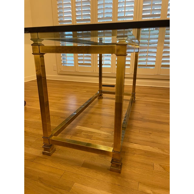 LaBarge Attributed Brass and Glass Dining Table With 1/2" Thick Beveled Glass Top Vintage For Sale - Image 9 of 9
